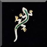 J088. Rhinestone lizard pin. - $28 